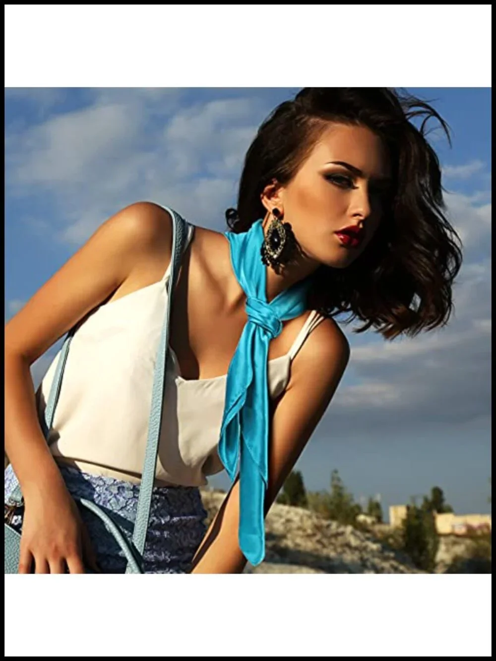 Silky Satin Scarf 2 Pack Large Square Neck Scarf for Women Hair Wrapping